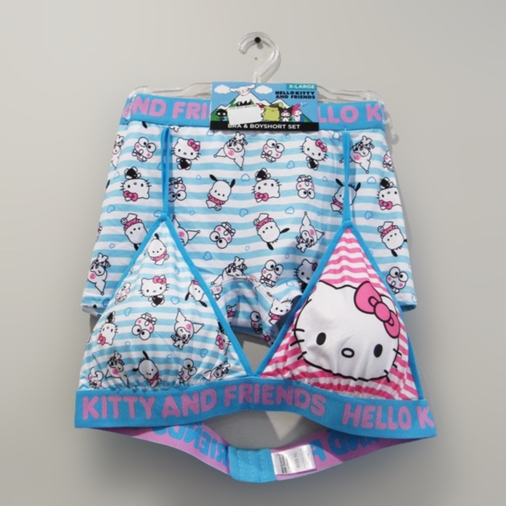 Hello Kitty Blue Bra and Boyshort Set